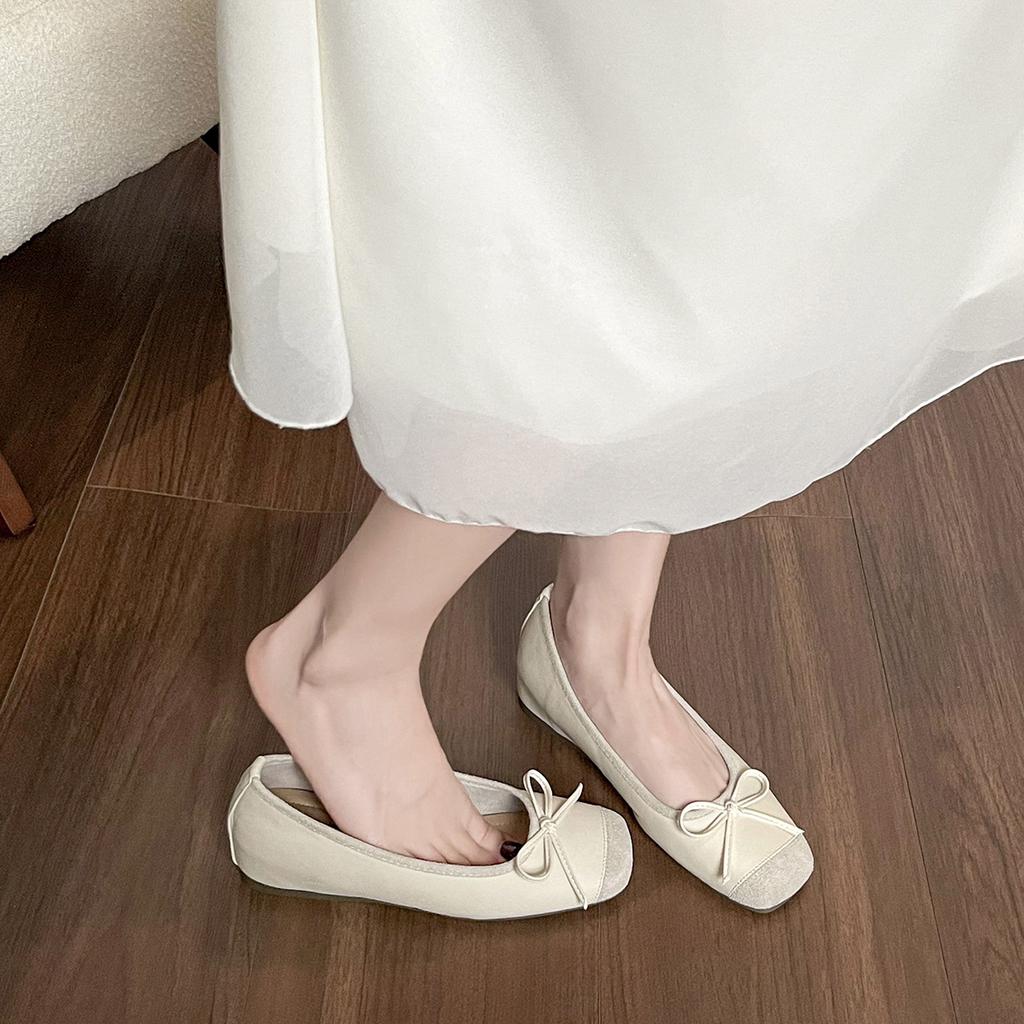 Weiwei Girl 865-1 French Fairy Style Bow Inner Height-increasing Single Shoes Female Shallow Mouth Gentle Evening Ballet Shoes