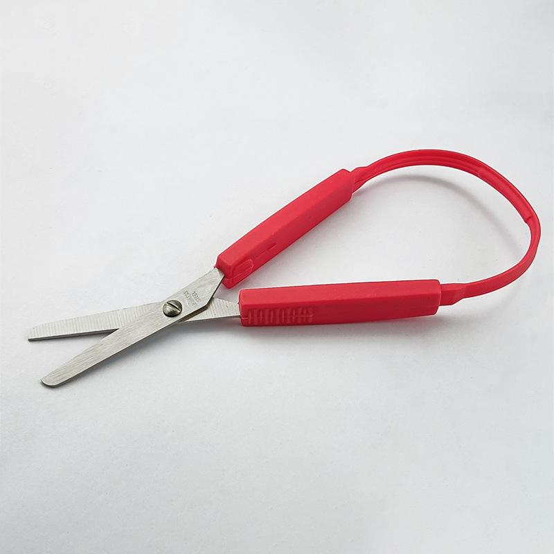 8 Inch Colored Plastic Elastic Scissors Paper Cuttings Scissors Safety Ring Scissors U Shaped Automatic Rebound Scissors