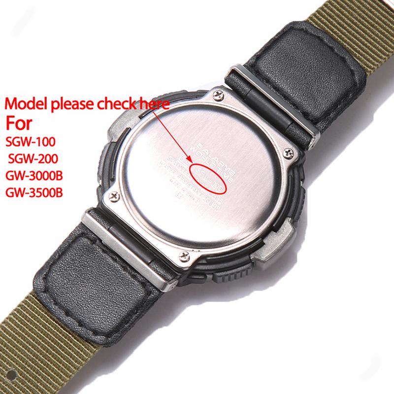 24mm Premium Nylon Armband für Casio SGW-100 PAS-400B GW-3000B GW-3500B Herren Sportuhr Zubehör Uhrenarmband Armband
