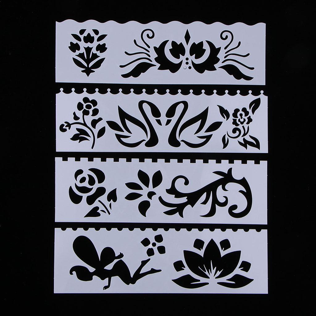 8 Style Journal Drawing Template Stencils Set Scrapbooking DIY Card Flowers