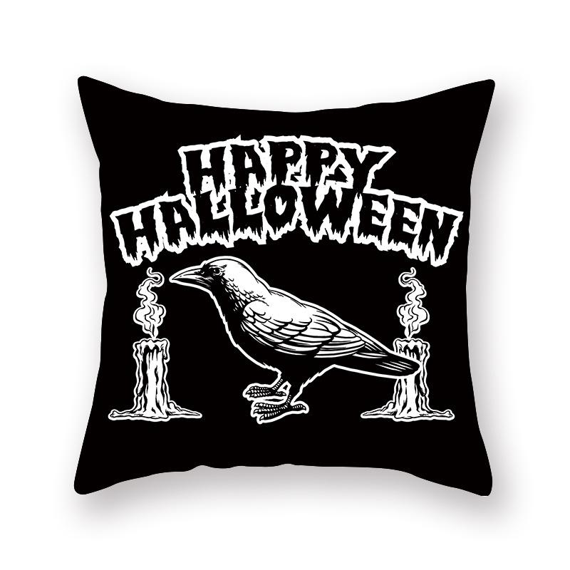 Halloween Pillow Cover Cartoon Skull New Short Velvet Cushion Cover Sofa Cushion