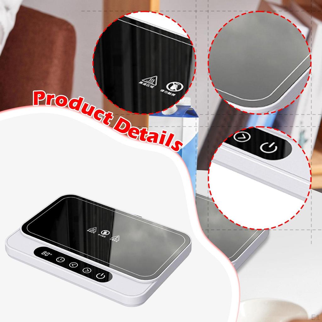 Coffee Warmer with Timer Food Box Heating Base Sturdy for Tea Milk Cocoa White