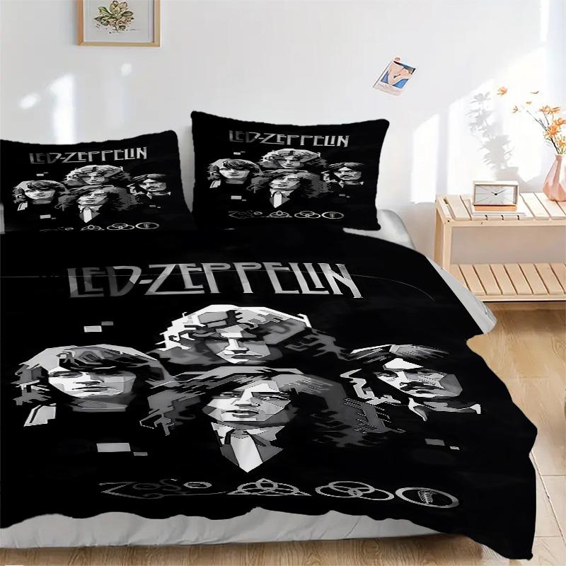 Zeppelin Rock Legends Print 3Pcs Bedding Setduvet Cover With 2 Bedropillowcase Home Birthday Gift