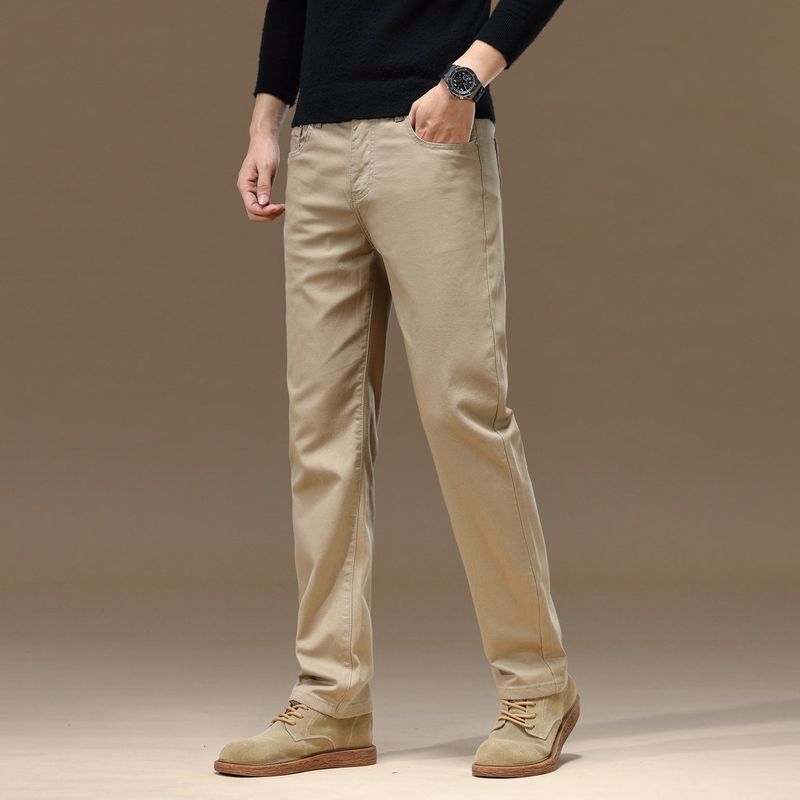 Men's Slim-Fit Casual Pants Made of Pure Cotton, 2024 New Spring/Autumn Style, Loose Straight-Leg Business Versatile Long Pants