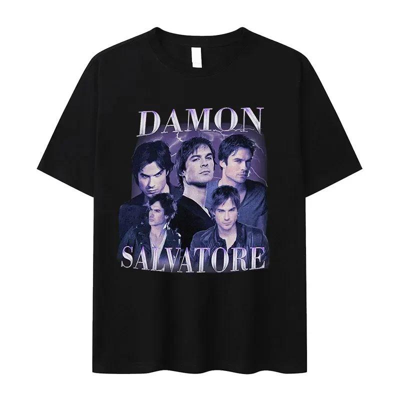 

Vintage Y2k T Shirts Damon Salvatore IanSomerhalder TV Drama Pattern Tshirt Fashion Oversized T Shirt Print Street Wear Unisex 4XL