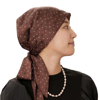 KISS MY LIFE Women's Medical Scarf with Logo Dots, Chemotherapy Scarf (Brown) (kml100137b)