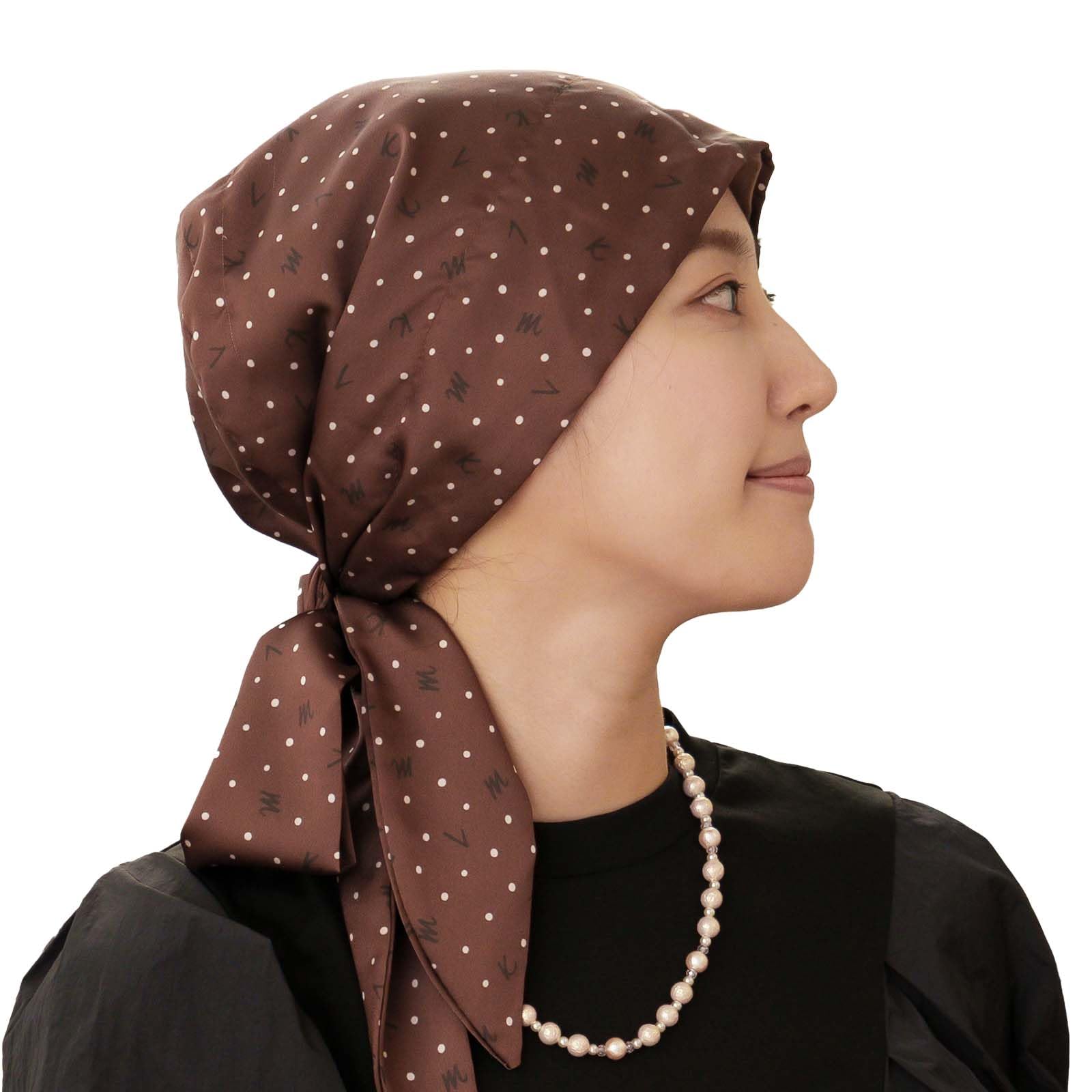 

KISS MY LIFE Women s Medical Scarf with Logo Dots, Chemotherapy Scarf (Brown) (kml100137b)