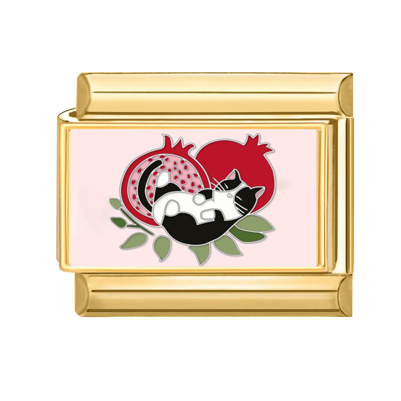 New Lovely Cat Dog Flowers Gold Color Italian Charm Links Fit 9MM Stainless Steel Bracelet Women Men DIY Making Christmas Gifts