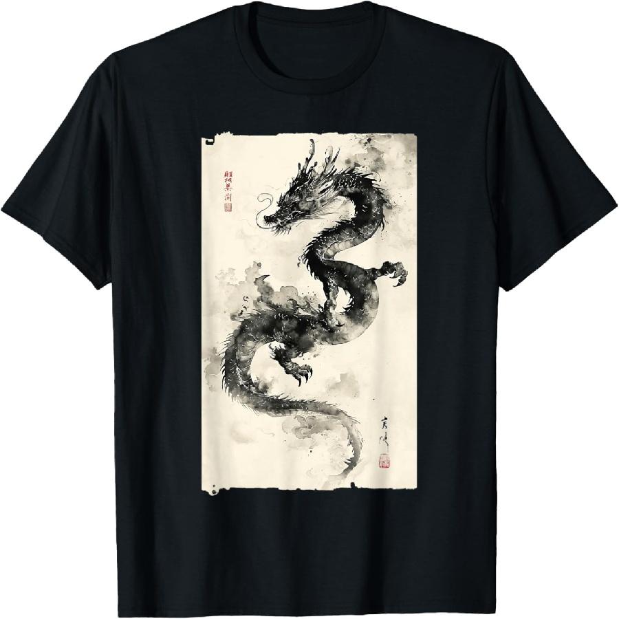 

Eastern Dragon Majesty_ Vintage Ink Art Collection T-Shirt(1) XXXXXL чорний