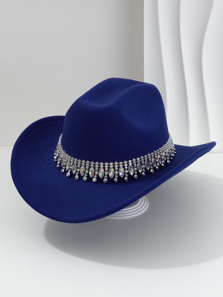 Men's and women's European and American elegant top hats, unique jazz cowboy hats, fringed gemstones, rhinestone accessories, belts, wedding engageme