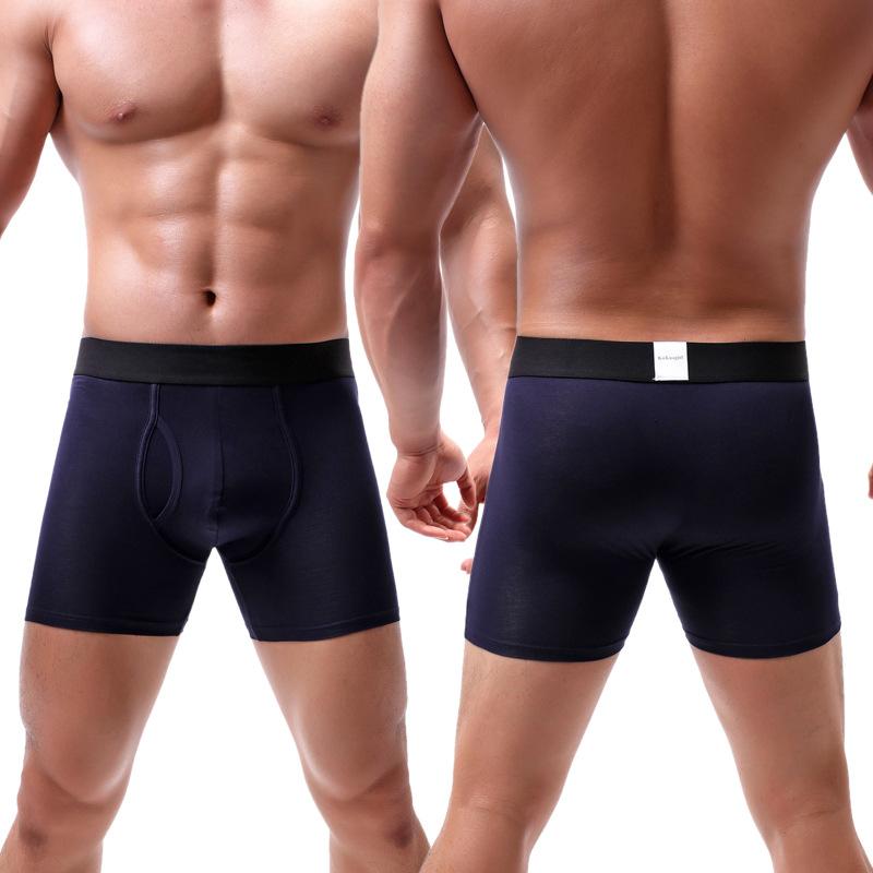 Men's Open-Crotch Briefs, Extended Length Athletic Boxer Briefs, Solid Colour Shorts