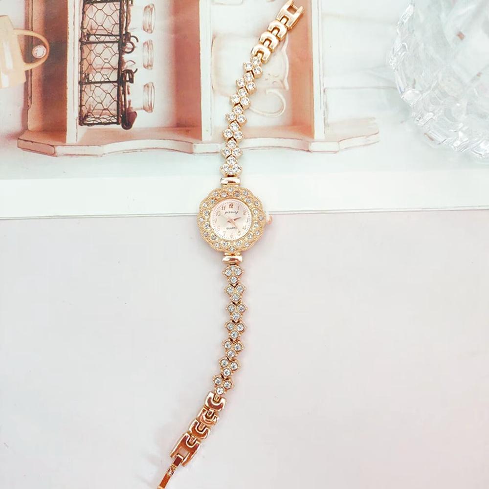 New Light Luxury Style Rhinestone Decoration Women Watch Metal Strip Quartz Bracelet Watch Leisure Wristwatch Learning Clock