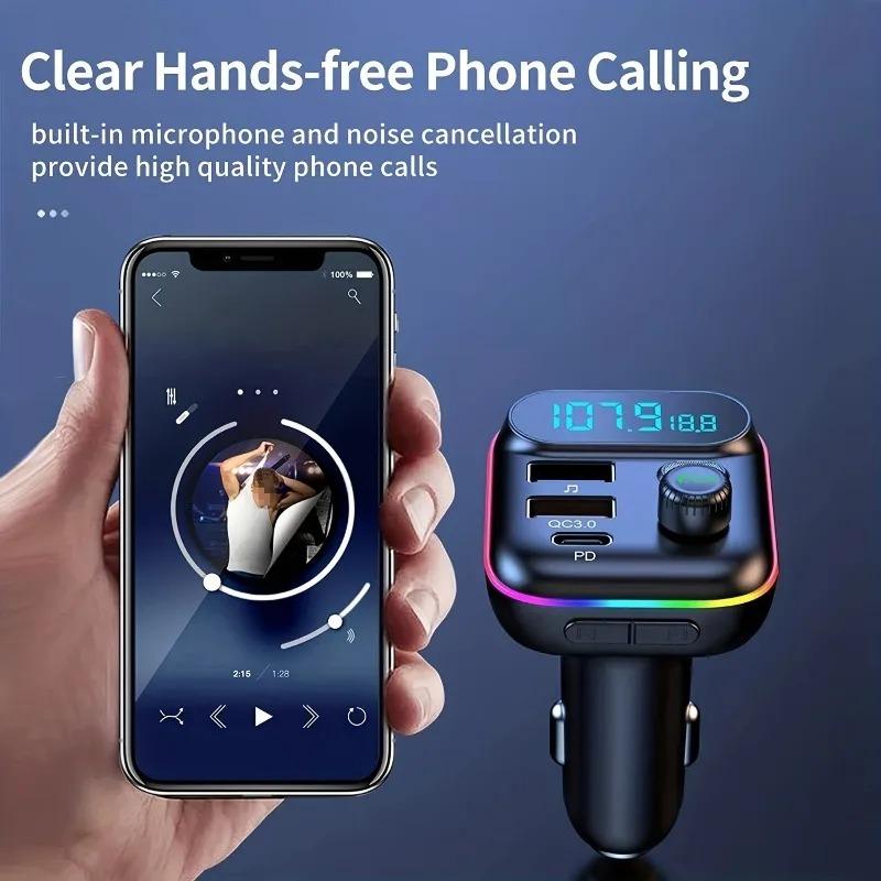 C29 Car FM Transmitter Bluetooth 5.0 MP3 Player DC12V/24V Input Dual USB 3.1A + PD 3.1A Fast Charging Car Charger