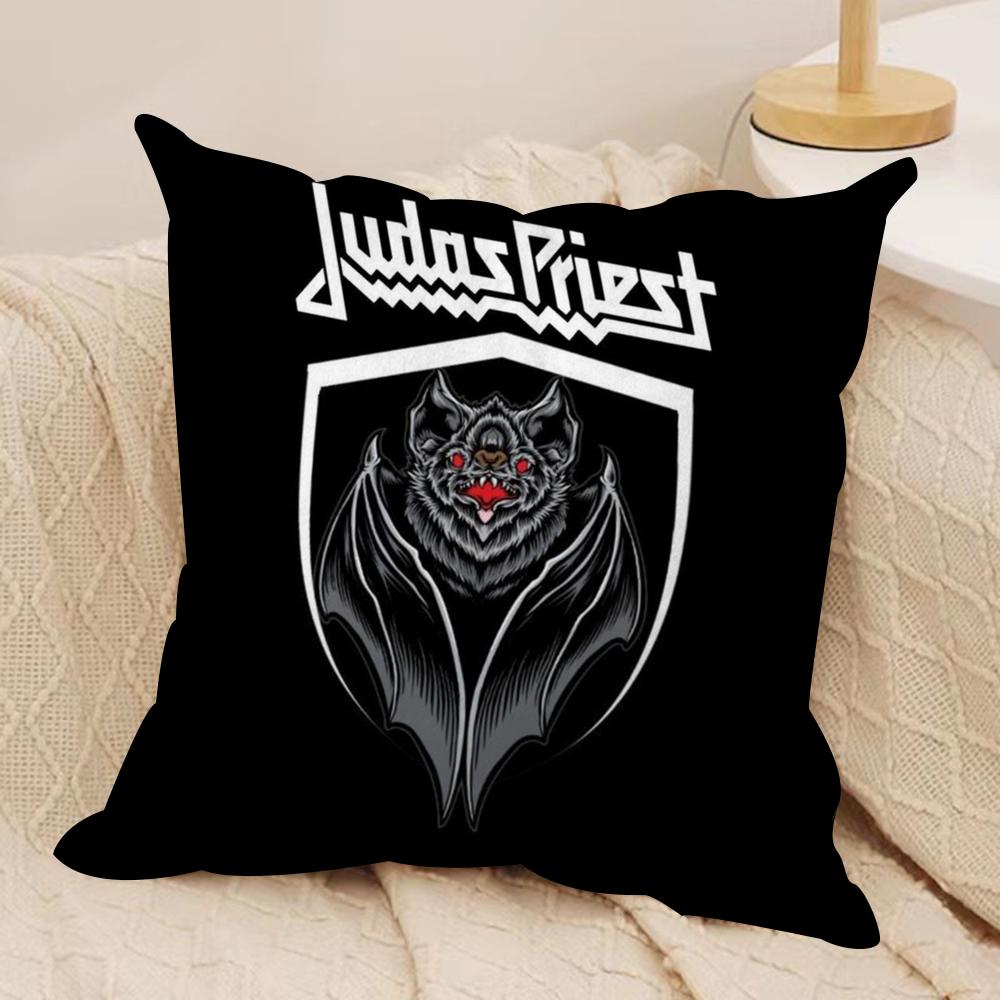 JJudas PPriest Cushion Cover Silky Short Plush DoubleSided Printed Pillow Case for Sofa All Seasons Home Decor Gift 30x30cm