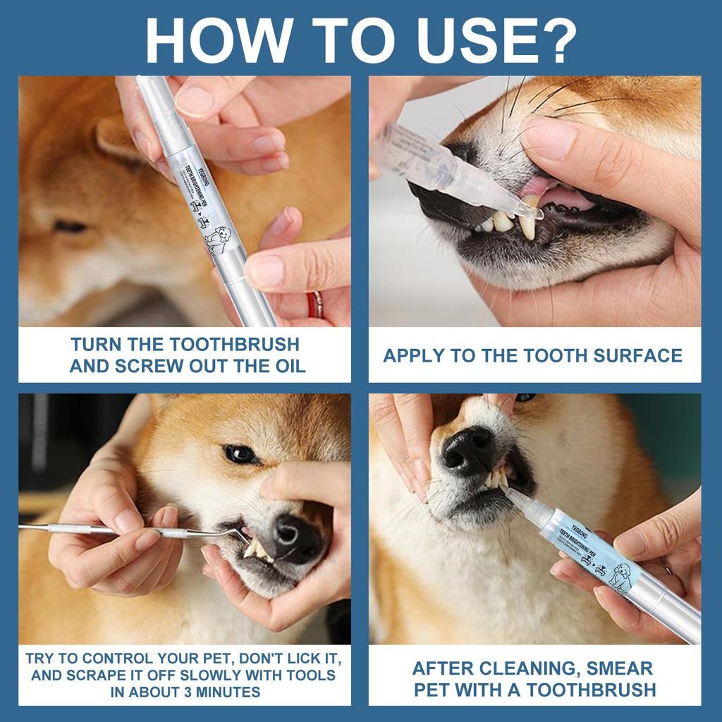 Yegbong dental cleaning pen for cats and dogs gently softens stains on the surface of teeth, convenient household pet oral care products 1pc