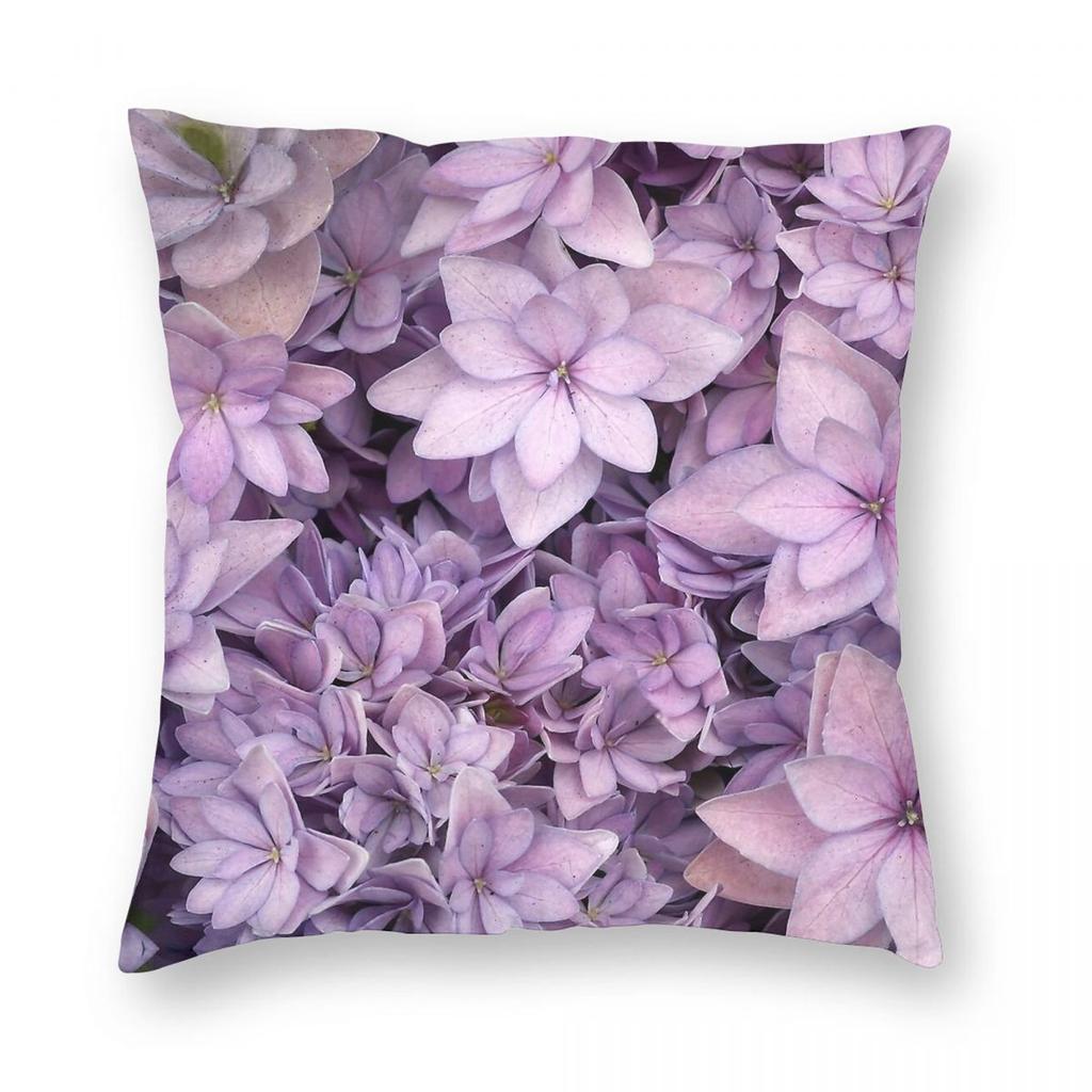 Hydrangea Flowers Square Pillowcase Polyester Linen Velvet Creative Decorative Throw Pillow Case Sofa Seater Cushion Case
