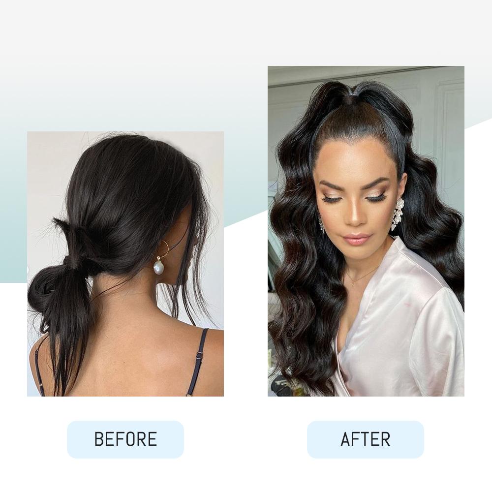 Synthetic Long Wavy Ponytail Hair Synthetic Drawstring Ponytail Clip In Hairpiece Black Wave Ponytail for Women