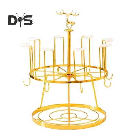 

Подставка для сушки 8 чашек, держатель для чашек, органайзер с поддоном для слива, чайные чашки, кофейные кружки, железная подставка для хранения чашек на кухонной столешнице золотистый