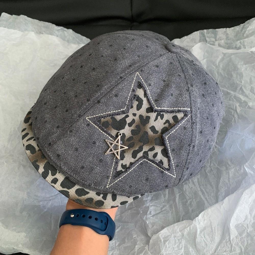 Adjustable Newsboy Forward Cap Polka Dot Soft Baseball Hat Fashion Leopard Print Beret  Party