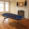 10 Player Foldable Poker Table, Blackjack Texas Holdem Poker Table with Padded Rails and Stainless Steel Cup Holders, Portable Folding Card Board Game
