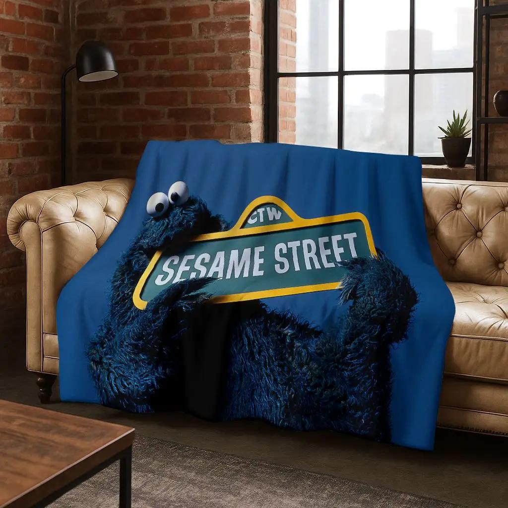 3D S-Sesame Cartoon Art Flannel Blanket,Cozy Soft Throw Blanket for Home Bedroom Bed Sofa Picnic Office Cover Gift Kids