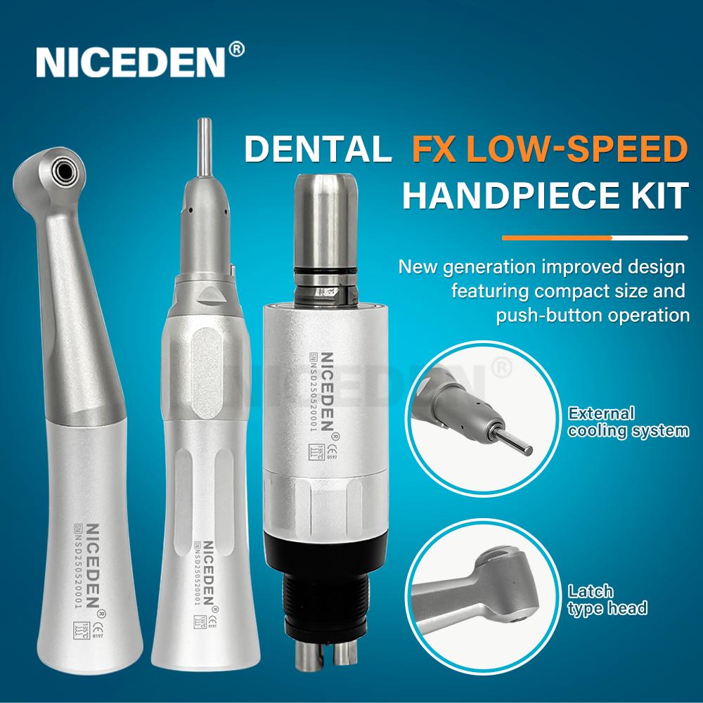 Niceden FX Styl Zubní Nízkorychlostní Sada FX Rovný Násadec A FX 1:1 Kolénkový vzduchový motor 2/4 otvory s kuličkovým ložiskem