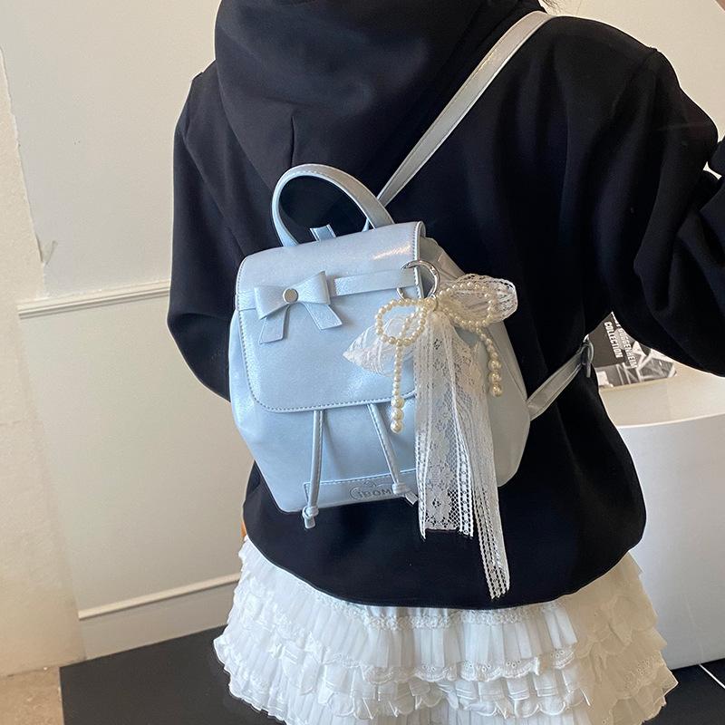 New Women's Small Backpack Bow Women's Backpack Korean Edition Fashion Personalized Commuter Backpack Multi Purpose Travel