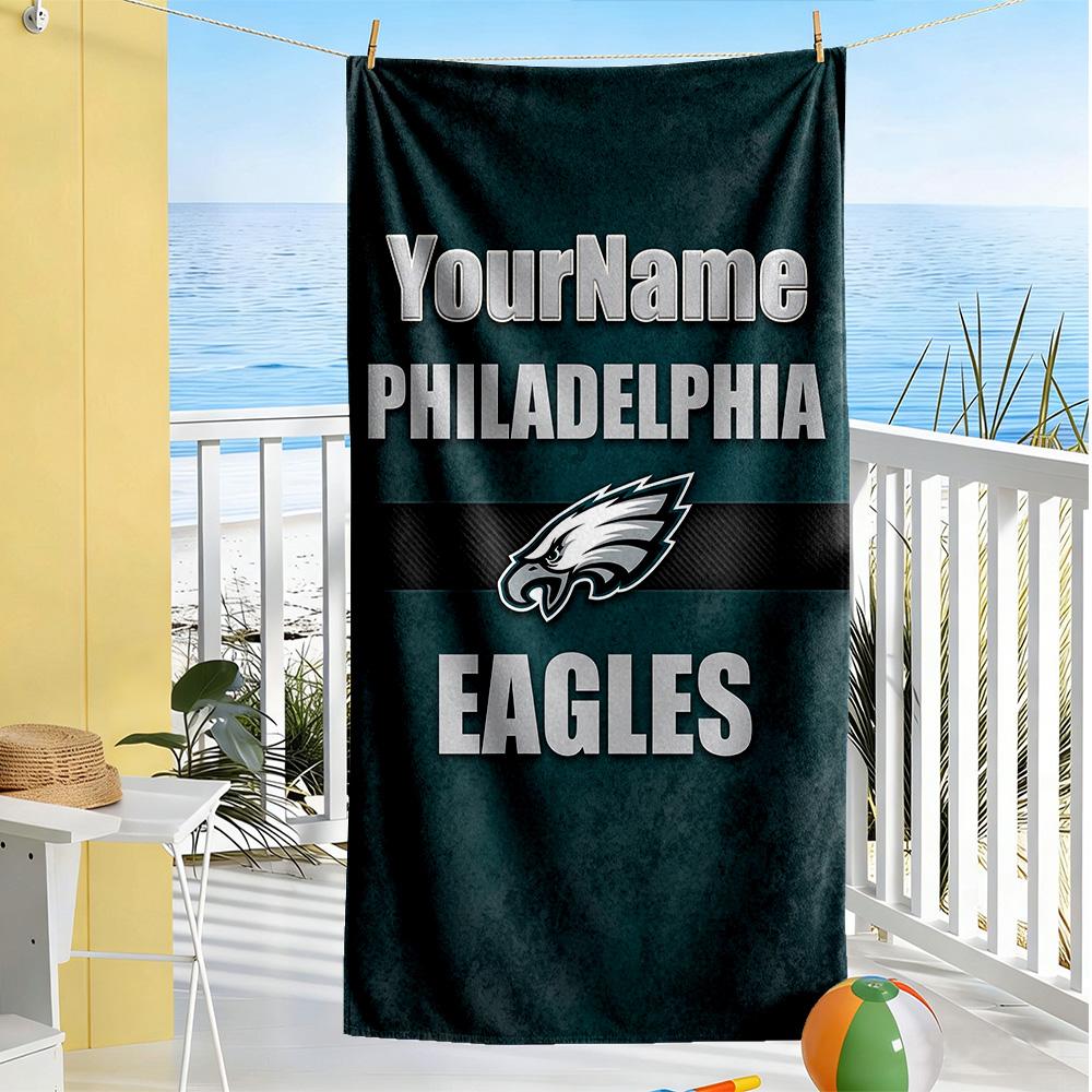 Philadelphia Eagles Personalized Name Beach Towel Soft Durable Quickdry Perfect For Traveling Yoga Camping And Swimming