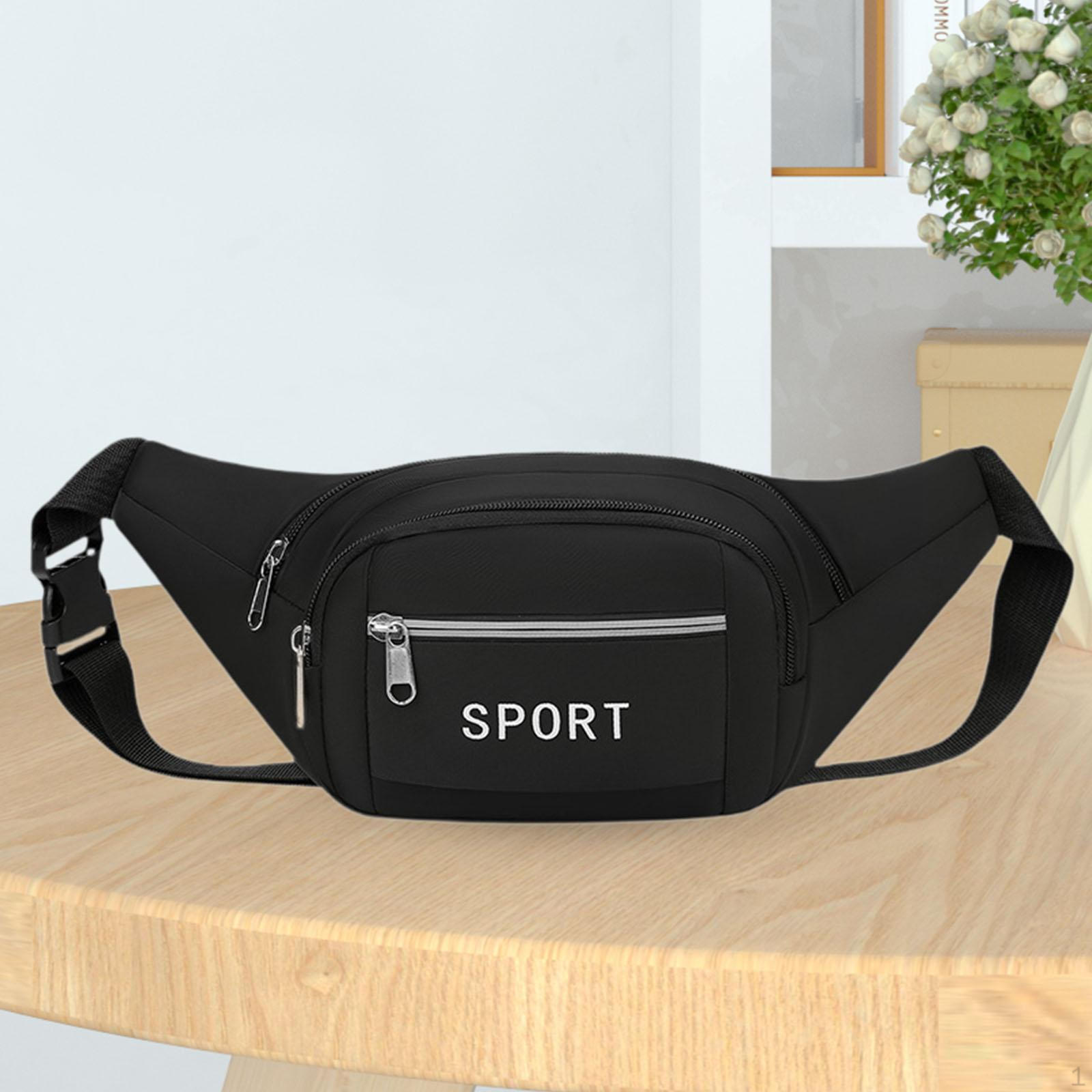 

Поясная сумка-мешок на пояс с застежкой-молнией и быстрым креплением на плечо для бега и тренировок для мужчин чёрный