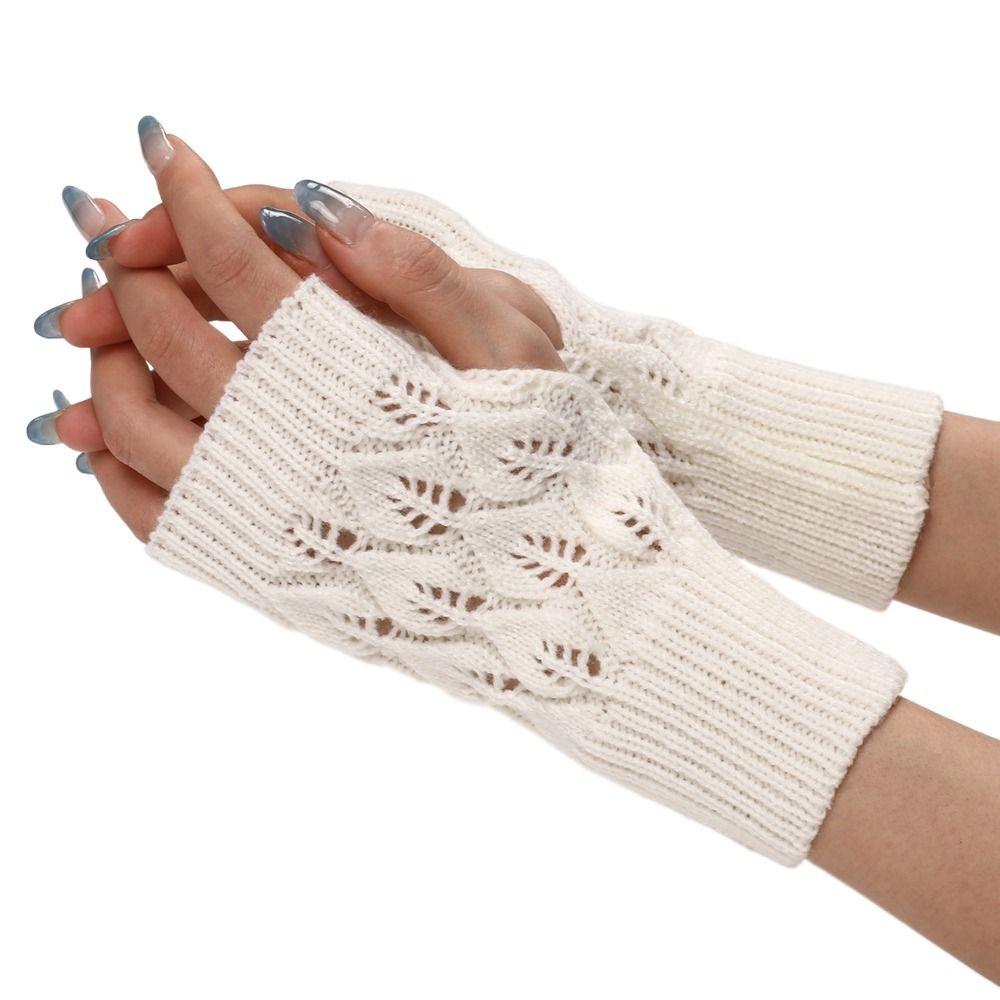 Anti-UV Winter Driving Autumn Cycling Knitted Half Finger Gloves Women Mittens Fingerless Gloves