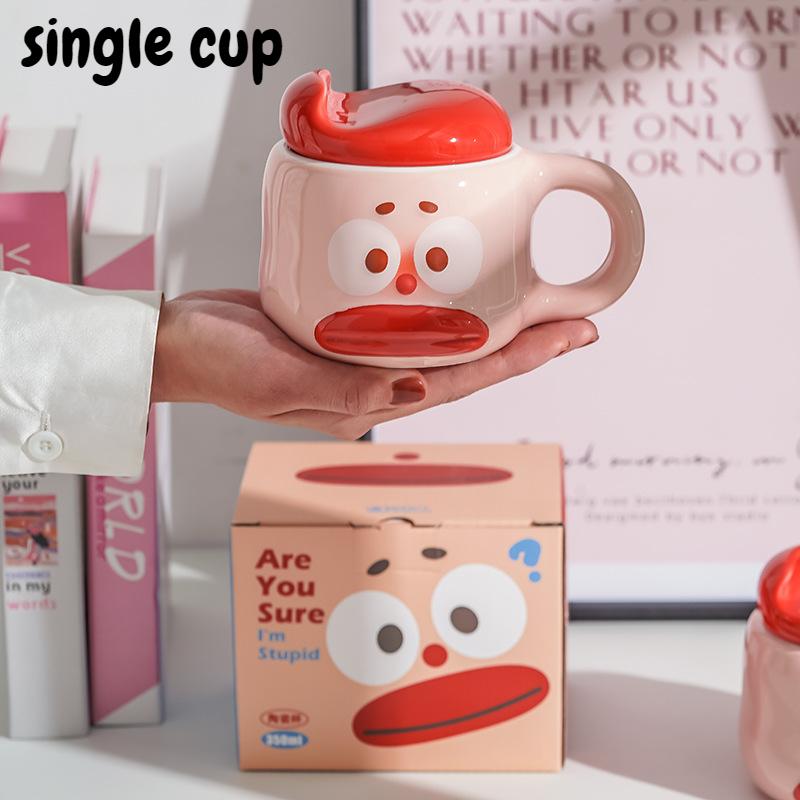 

Creative Funny Big Mouthed Ceramic Mug, Breakfast Milk Coffee Mugs, Personalized Tea Cup,Couple Water Cups, Birthday Gift Set 301-400ml