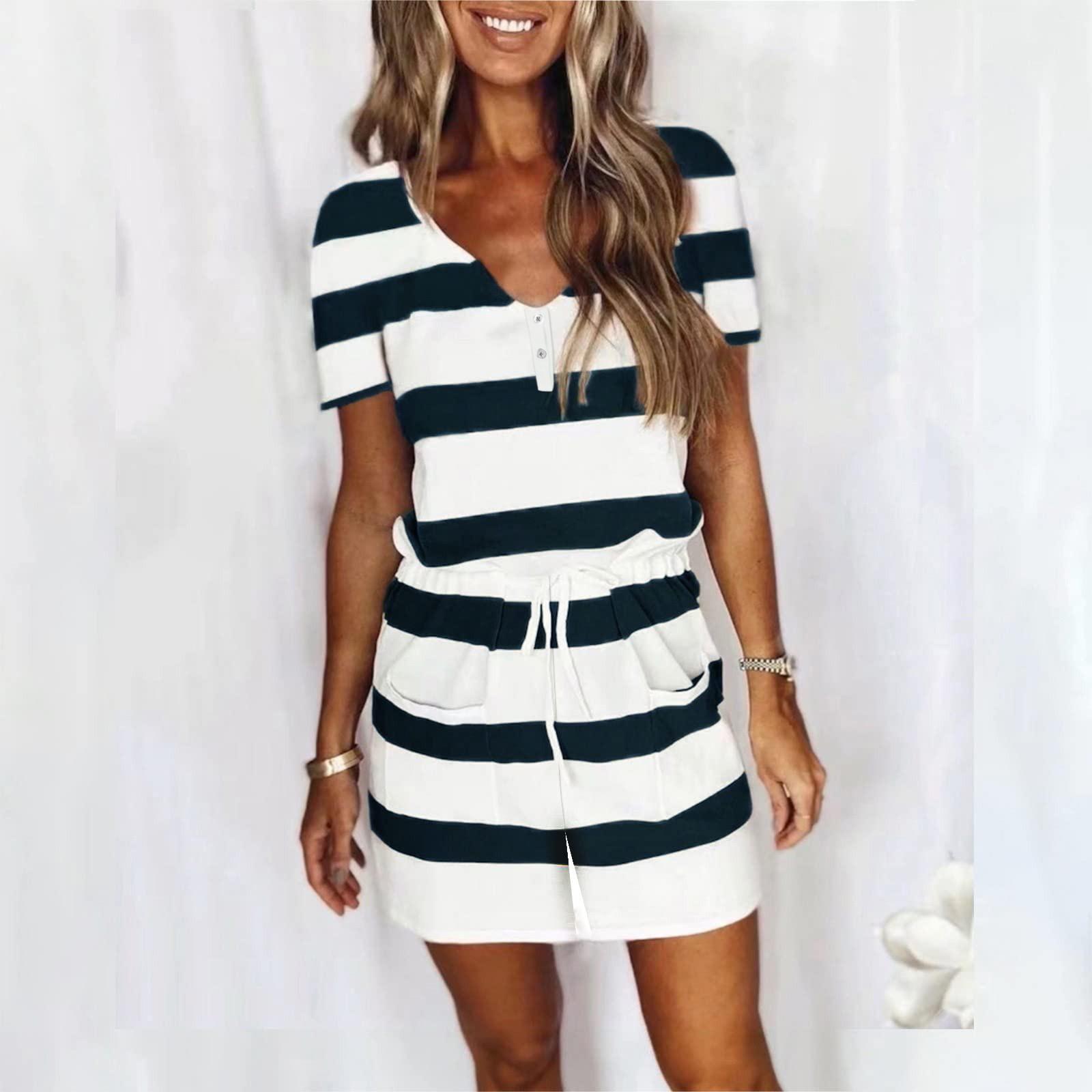 Женский модный свободный комбинезон на пуговицах с короткими рукавами и принтом для отдыха XXL чёрный