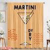 2pcs 2D Flat Printing Window Treatment Curtains Dry Martini Olive Cocktail Polyester Without Electricity Party Decorations