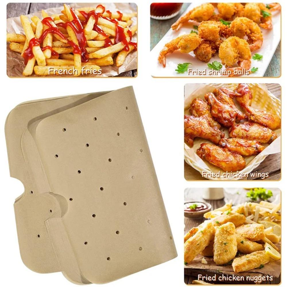 50Pcs Air Fryer Disposable and Convenient Baking Paper Non-stick Oil Absorbing Perforated Air Fryer Lining Baking Tools