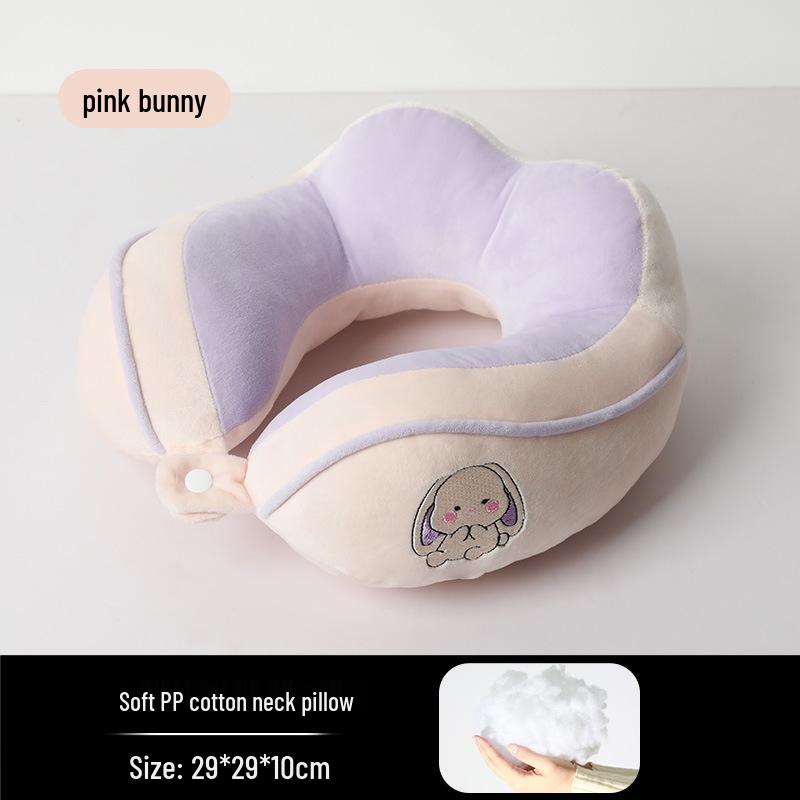 Cartoon U-shaped Neck Support Pillow - Crystal Velvet & PP Cotton