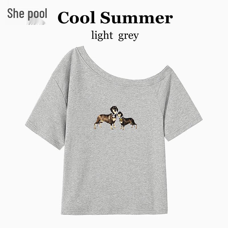 Women s Printed Off-Shoulder Short Sleeve T-Shirt L