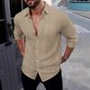 Spring/Autumn New Arrival Shirt Long-sleeved Collared Breathable Casual Men's Linen Pocket Shirt