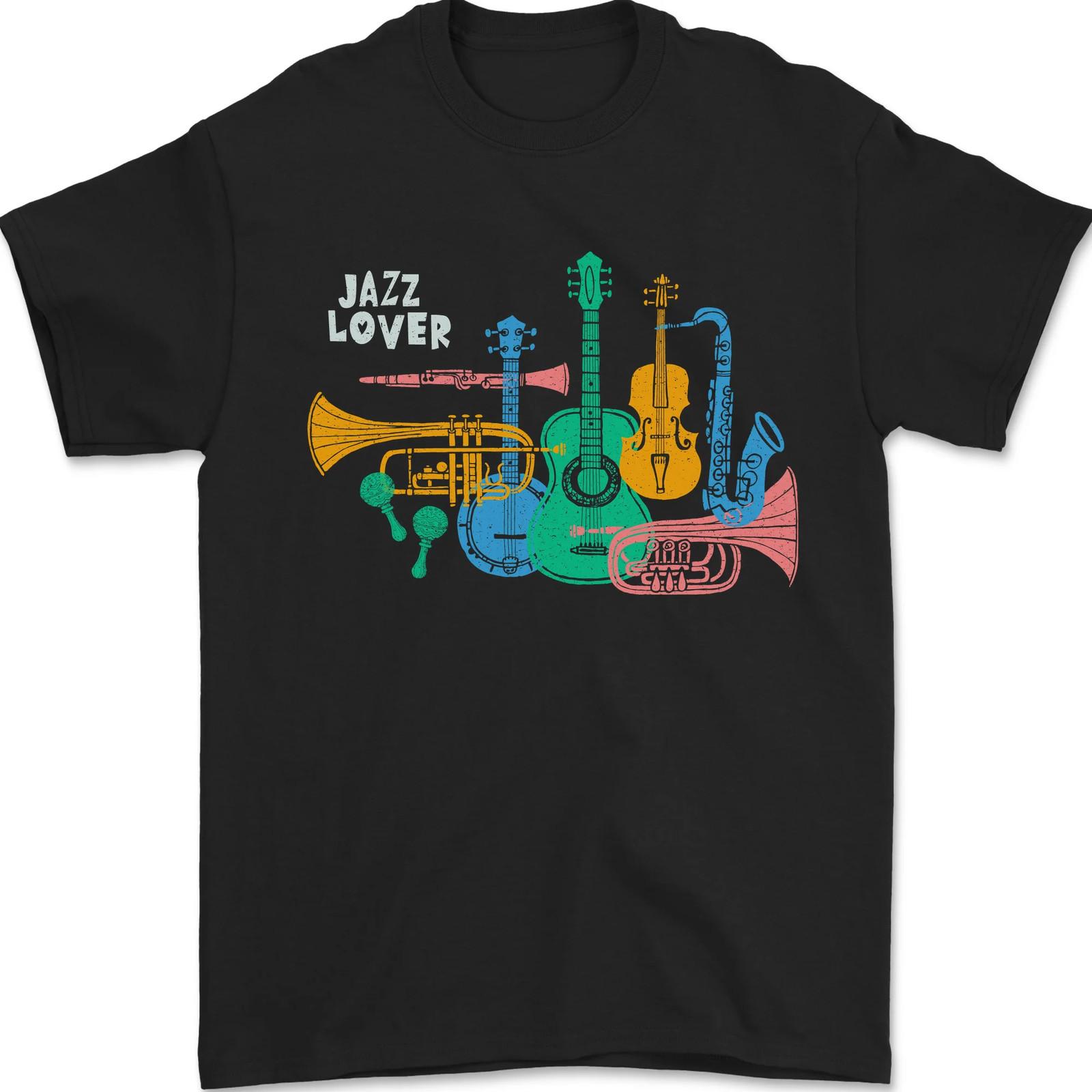 Jazz Lover Musical Instruments Guitar Men T-shirt Cotton XXL