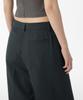 MUSINSA STANDARD WOMAN Women'S Cool Touch Low Waist Deep Tuck Wide Slacks [Dark Gray]