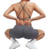 Women Strappy Romper Seamless Jumpsuit Tummy Control Padded Sports Bra