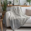 Boho Mandala Throw Blanket Textured Grey Geometric Print Soft Fleece Blanket for Couch Sofa Bed Decor