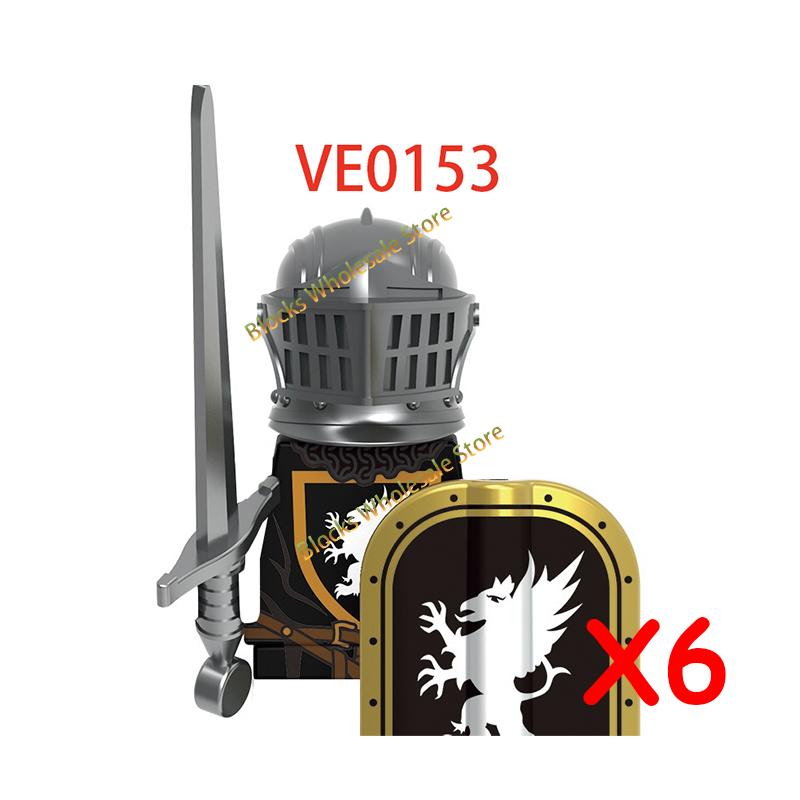 Medieval Castle Soldier Action Figures Building Block Empire Templars Lancer Warrior Militia Helmet Shield Sword Bow Toy Gifts