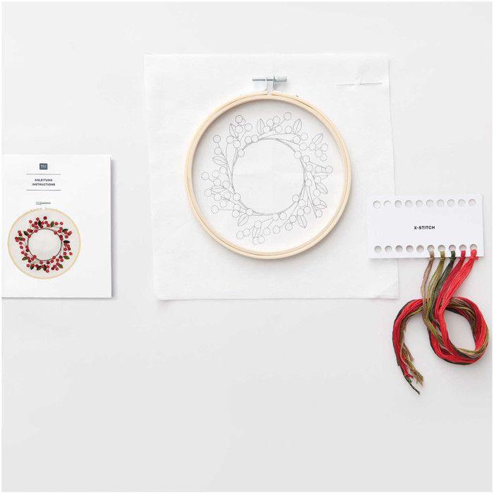 Kit broderie couronne d'églantier Ø 15 cm