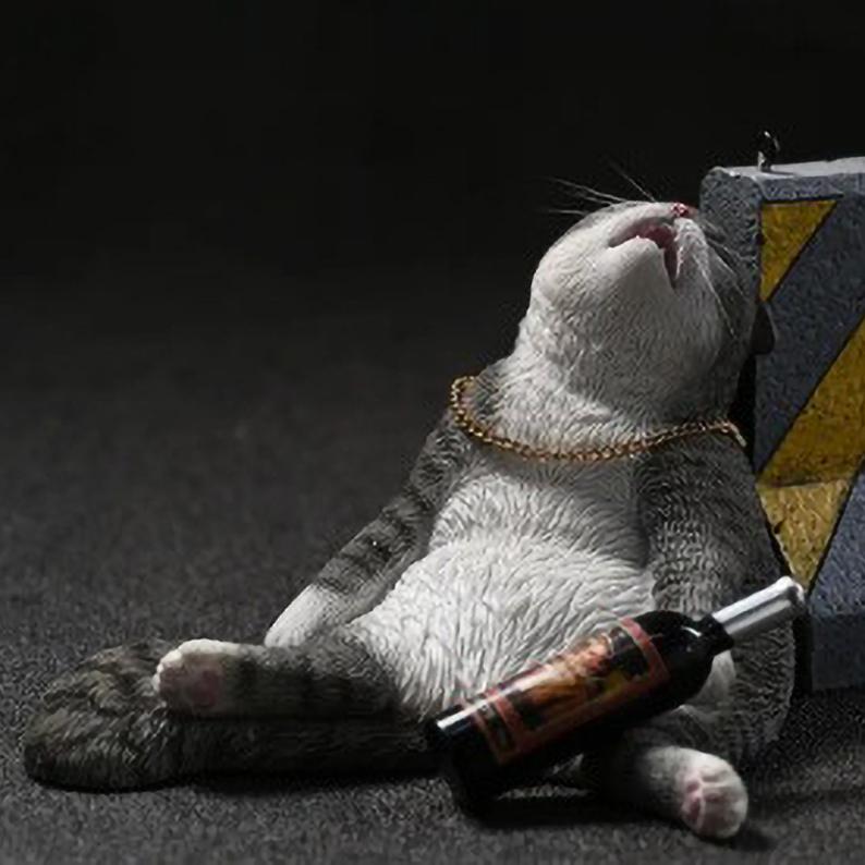 

Креативное украшение «Пьяный кот», украшения для интерьера автомобиля, имитация кота, полимерная скульптура, реквизит для украшения дома One Size серый