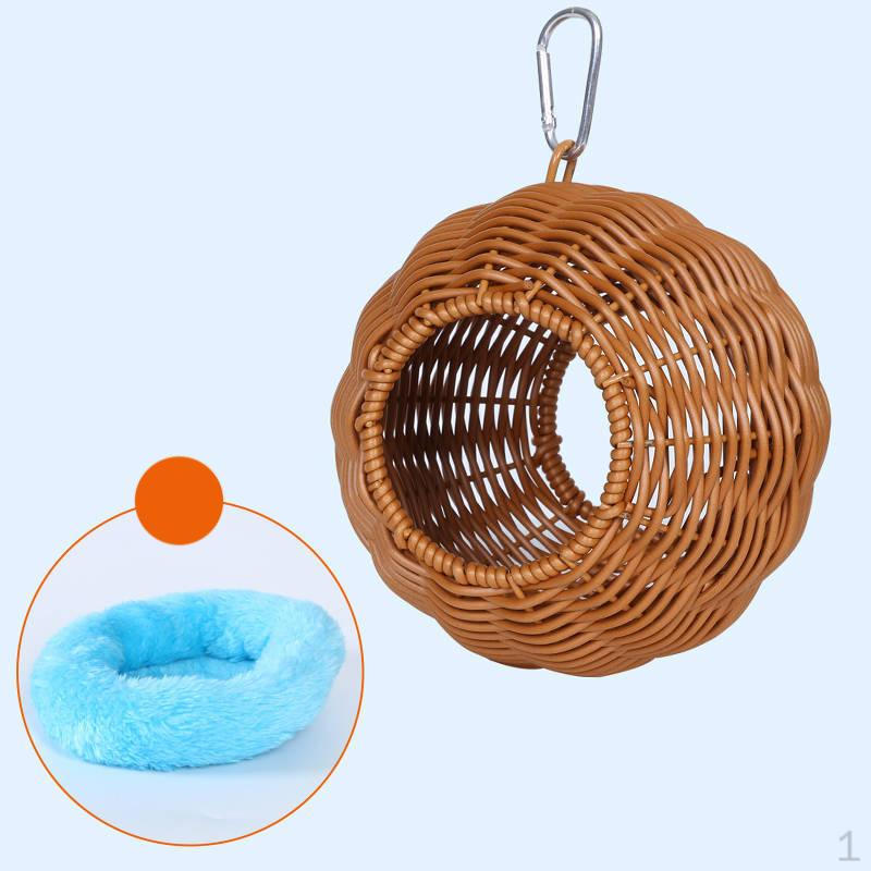 

Подвесной гамак-гнездо для птиц из искусственного ротанга, домашний декор, подарок, ручной работы, домик для попугая с подушкой для Two Holes Blue