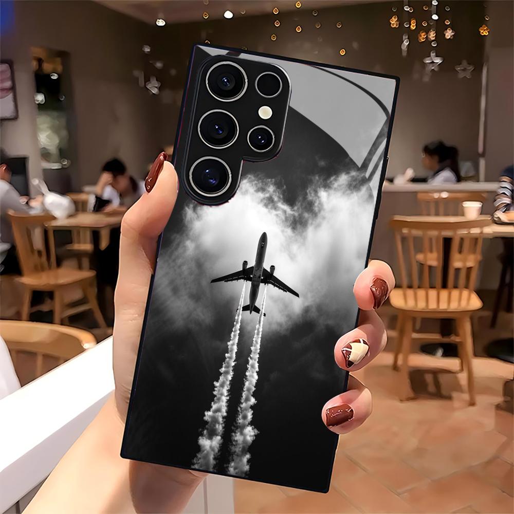 Flight Route  Glass Phone Case For Samsung Galaxy S26 S25 S24 S22 S23 Ultra S21 S20 Plus 5G  Non-Slip Full Cover