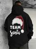 Santa Hoodie Red Plaid Santa Hat Graphic Sweatshirt Unisex Casual Pullover Jumper Crew Neck Long Sleeve Slight Stretch Fabric Digi