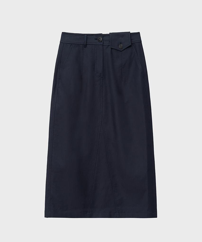 NOIRER FOR WOMAN Heavy Chino Midi Skirt (Navy)