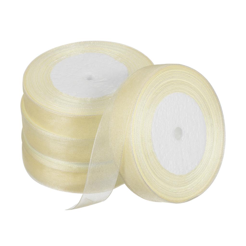 4 Roll Sheer Organza Ribbon Chiffon Decoration Fabric for Gift Wrapping Crafts Wedding Bouquet 51/64 Inch 50 Yard