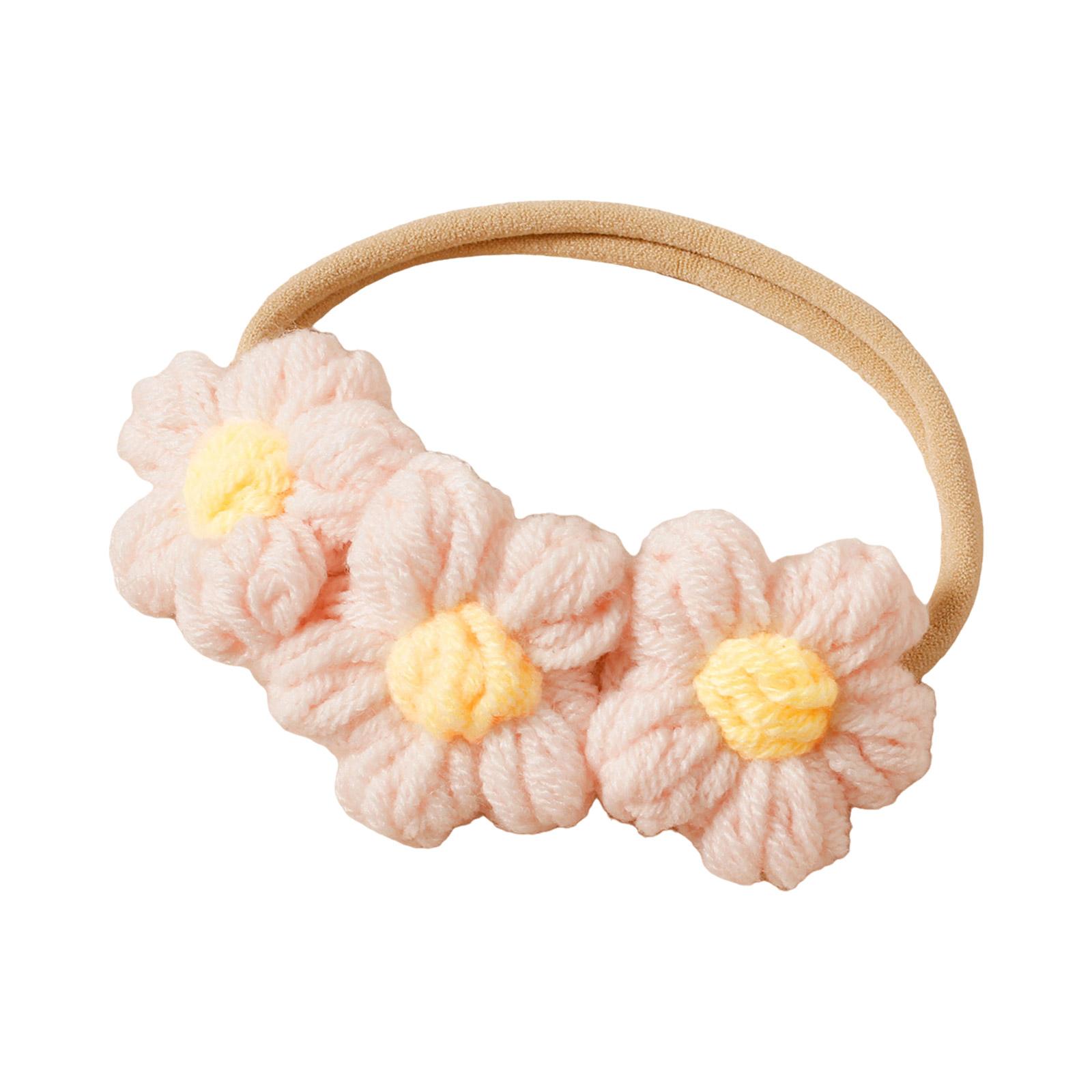 

Детская вязаная повязка на голову с цветочным принтом для 100-дневной фотосъемки, мягкий и безопасный дышащий головной убор для малышей, реквизит для фотосессий розовый